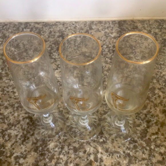 Set of 3 22k Gold Rim/Print 1988 Canada Olympic Torch Champaign Flutes 8” High - Picture 7 of 8